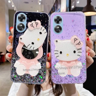 Phone Case OPPO A38 A58 A78 4G เคสโทรศัพท์มือถือแบบนิ่ม กันกระแทก ลายเฮลโลคิตตี พร้อมกระจกแต่งหน้า สําหรับ