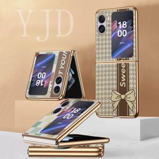 Yjd เคสโทรศัพท์ ชุบไฟฟ้า กันกระแทก ลายหัวใจ สําหรับ OPPO Find N2 Flip Lucky Day