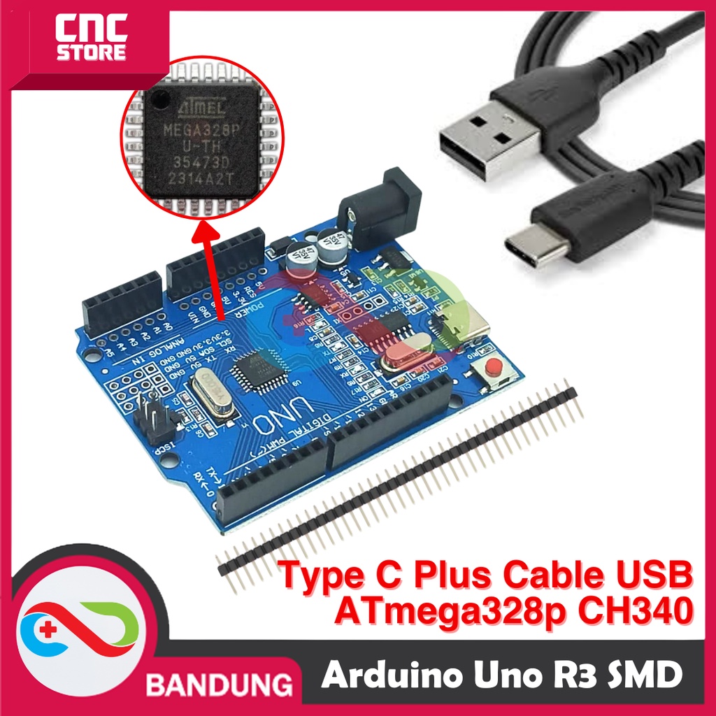 Arduino UNO R3 ATMEGA328P SMD CH340 ATMEGA328P TYPE-C PLUS DATA CABLE