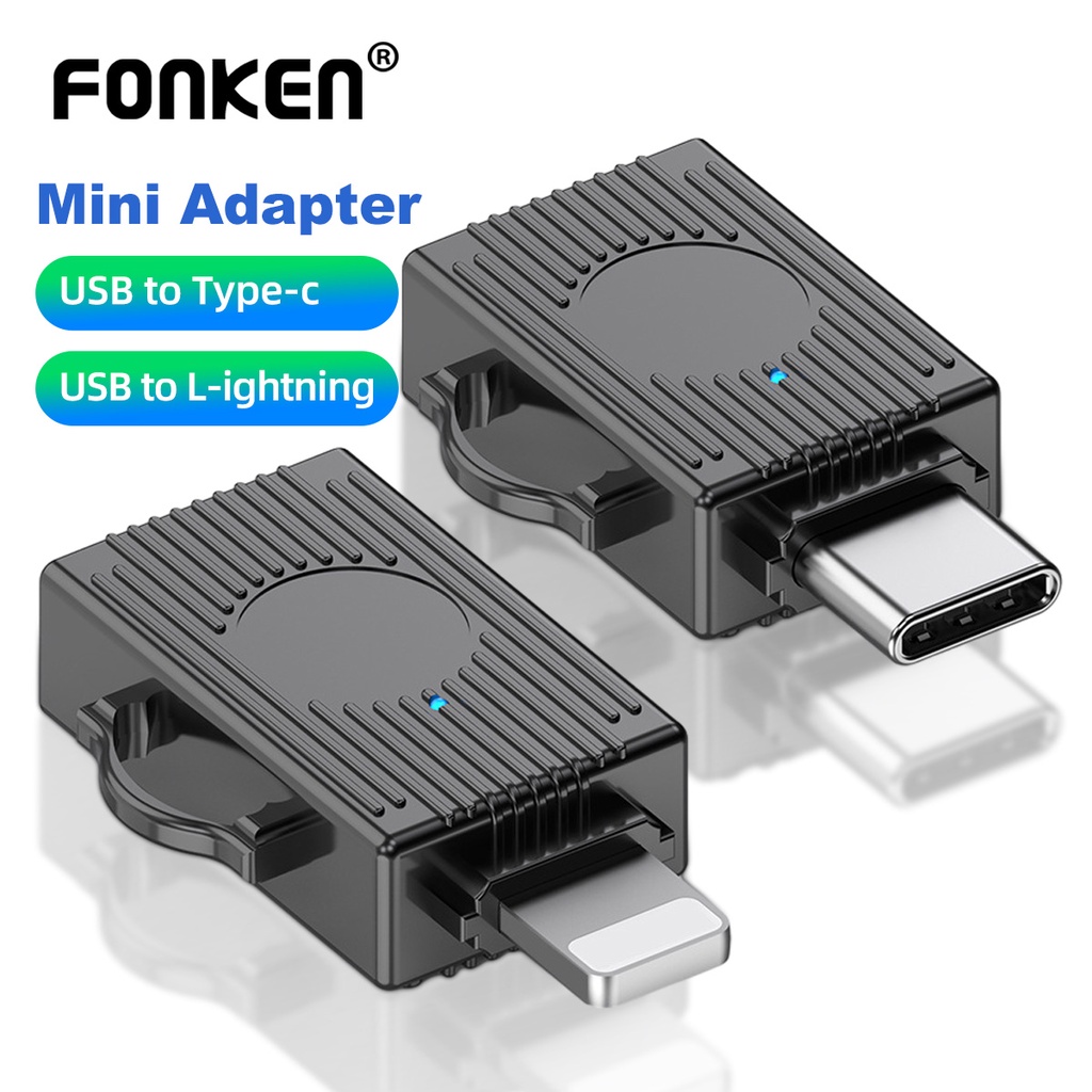 Fonken อะแดปเตอร์แปลง USB เป็น Type-C iOS OTG USB-C3.0 โลหะผสมสังกะสี สําหรับโทรศัพท์มือถือ โน้ตบุ๊ก