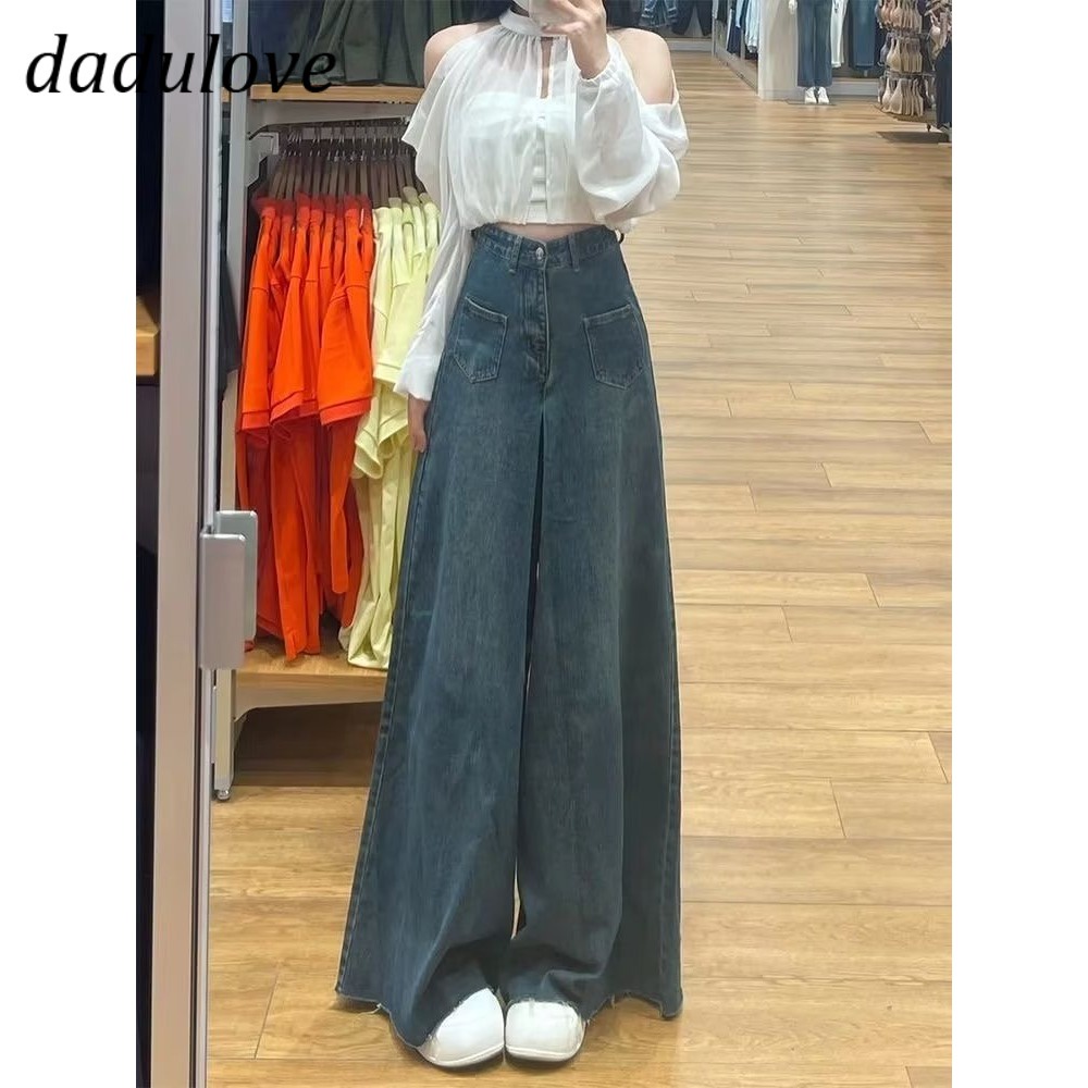 DaDulove New American Ins High Street Retro Jeans Niche High Waist Loose Wide Leg Pants plus Size Trousers