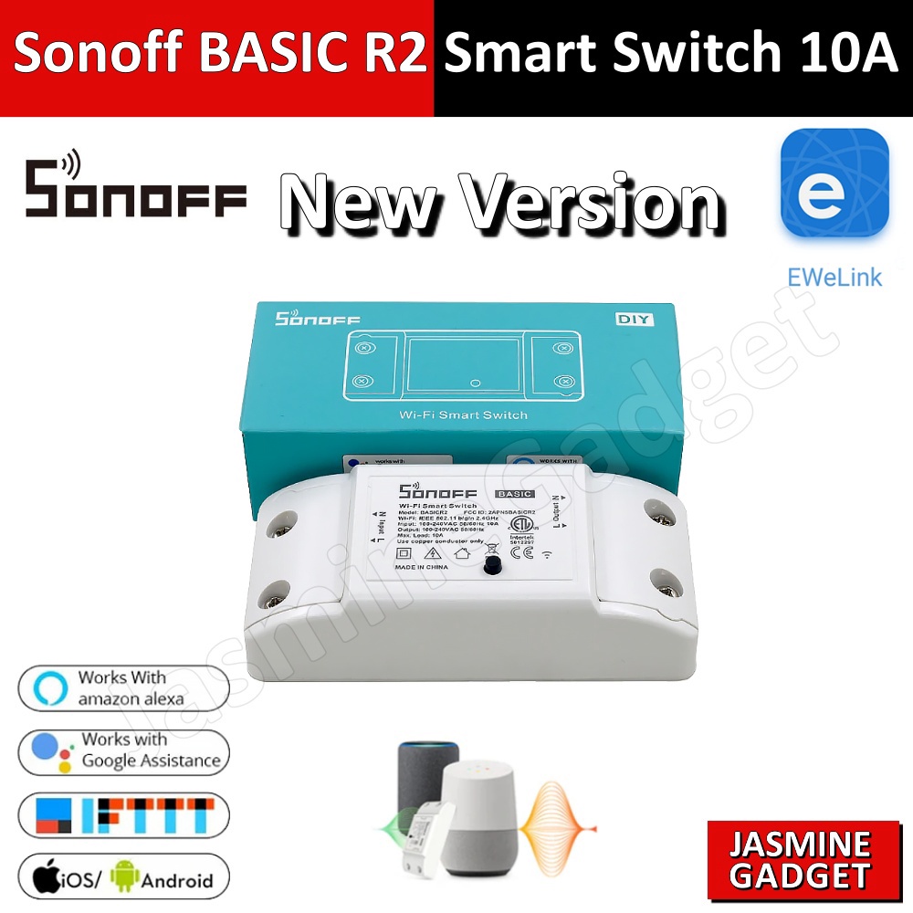 Sonoff Basic R4 (NEW VERSION) WiFi switch 10A 2200W ใช้ Google Home ได้ Smart Home Wireless IOS Android [ MT ]