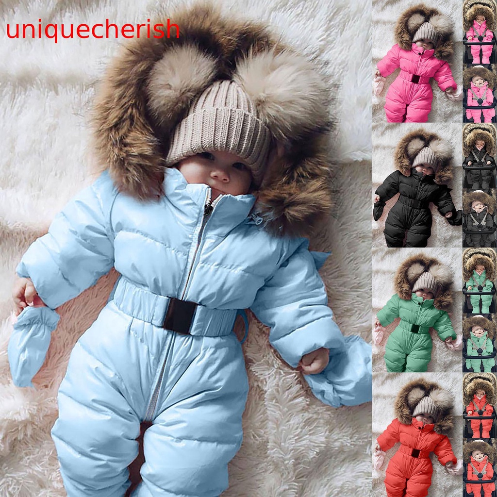 【Unique】ชุดจั๊มสูท รอมเปอร์ แจ็กเก็ต มีฮู้ด ให้ความอบอุ่น สําหรับเด็กทารกผู้หญิง