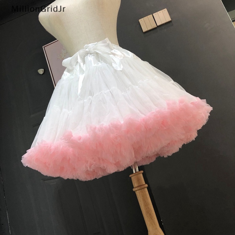 MLG ผู้หญิง Petticoat Lolita Tutu กระโปรงกระโปรงสั้น Crinoline คอสเพลย์ Kawaii น่ารัก JR