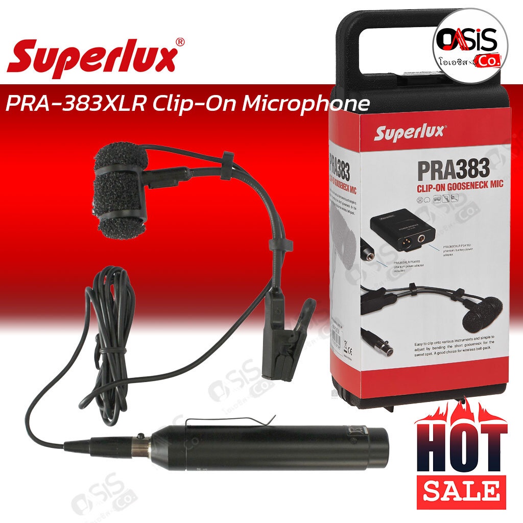 (ฟรีส่ง) ไมโครโฟน Superlux PRA-383XLR ไมค์โคโฟน ไมค์จ่อเครื่องดนตรี ไมค์เครื่องเป่า PRA-383 XLR Clip-On Microphone