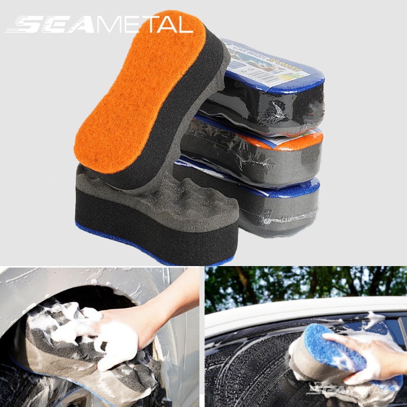 Seametal ฟองน้ําทําความสะอาดรถยนต์ อเนกประสงค์ สุ่มสี 1 ชิ้น แปรง ขัด ยางรถยนต์ แปรงล้างล้อรถ แปรงล้างรถ ผ้าล้างรถ
