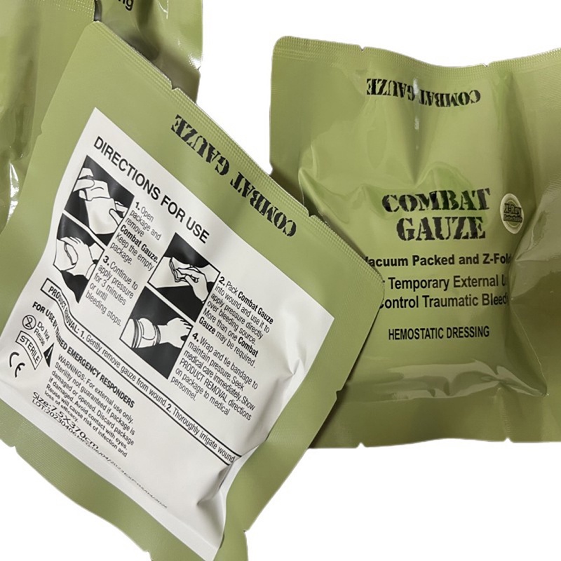 Kaolin Gauze Combat ฉุกเฉิน Trauma ที่ละลายน้ําได้สําหรับ Ifk ยุทธวิธีแผล Dressing 1 ชิ้น 7.5*370 ซม.