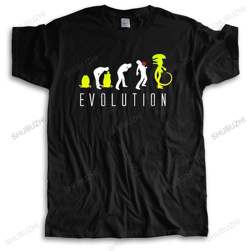 Tshirt ผู้ชายลูกเรือคอ Tees Evolution Of Alien ตลก Mens ขนาดใหญ่ Homme Teeshirt