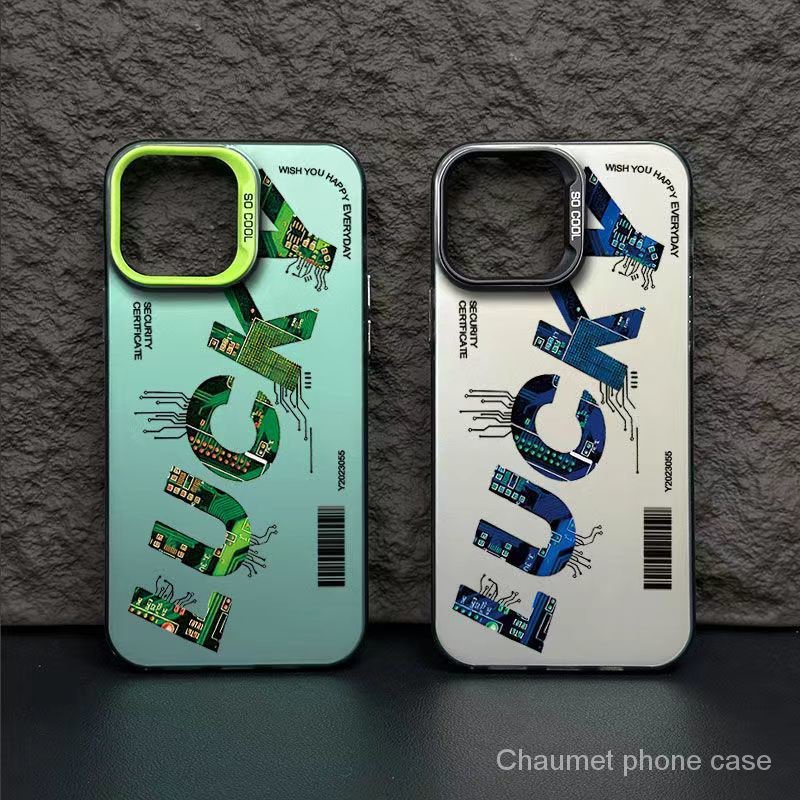 เคสโทรศัพท์มือถือ กันกระแทก สองชั้น ลายภาษาอังกฤษนําโชค สีเงิน หลากสี สําหรับ Iphone 14Pro 11ProMax 12 15