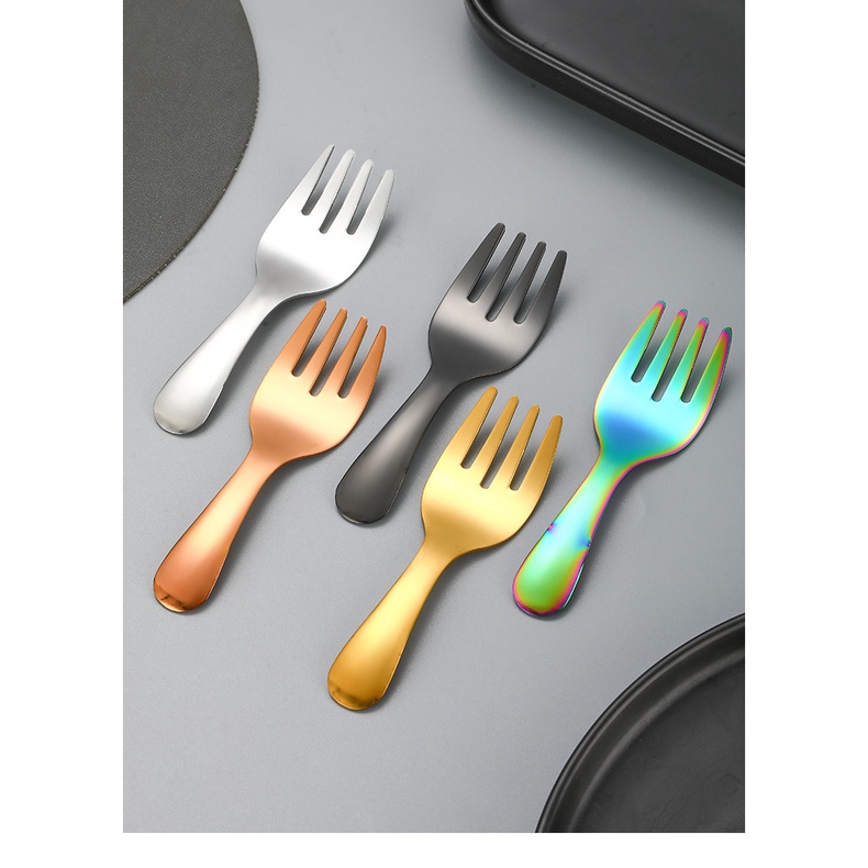 ช้อนส้อมสเตนเลส เกรด 304 ด้ามจับสั้น หัวกลม ขนาดเล็ก ของหวาน สําหรับเด็ก - รูปที่ 5