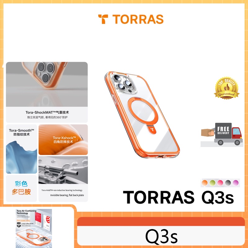 Torras Q3s Mag UPRO Ostand SS Series เคสโทรศัพท์มือถือ แบบใส กันกระแทก พร้อมขาตั้ง สําหรับ Iphone 15 Pro Pro Max