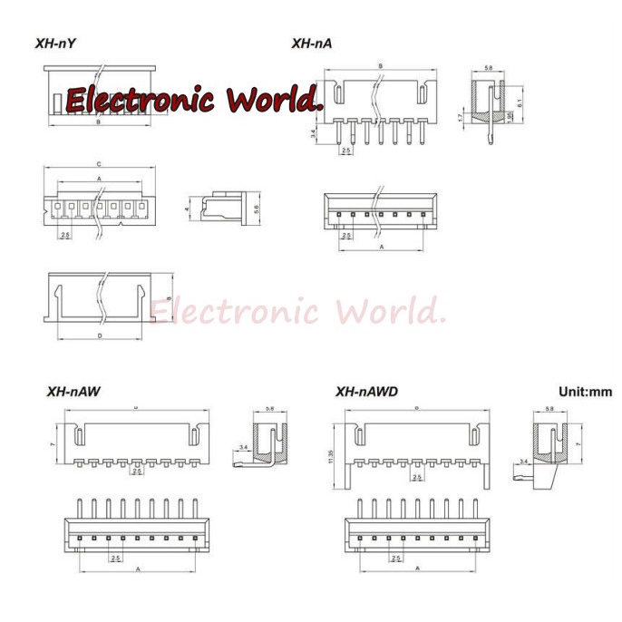 ปลั๊กเชื่อมต่อ ตัวผู้ ตัวเมีย XH 2.54 มม. 2 3 4 5 6 7 8 9 10 12pin JST 20 ชุด - รูปที่ 5