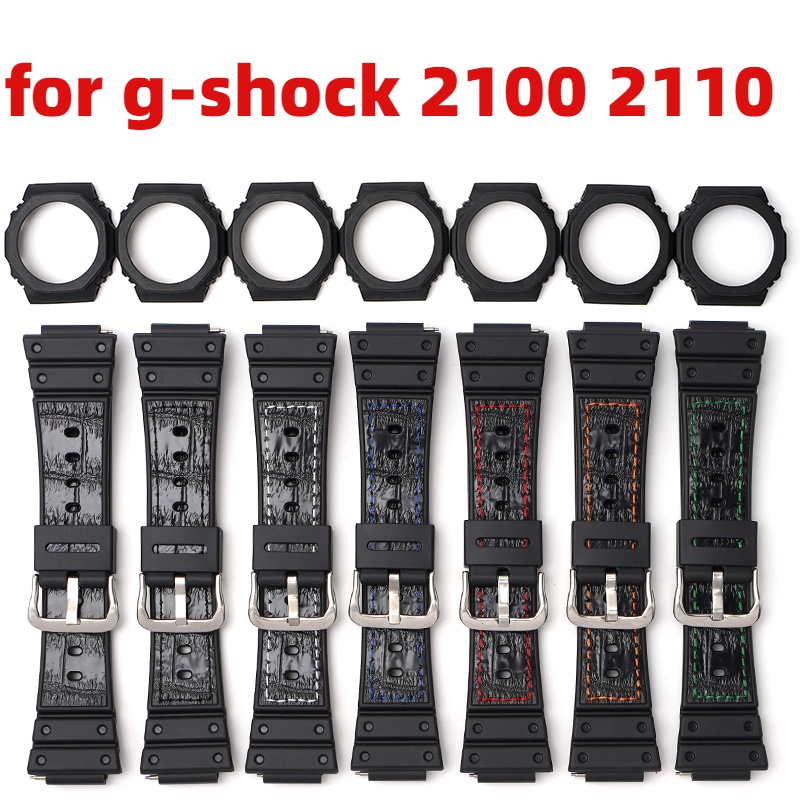 สายนาฬิกาข้อมือเรซิ่น TPU กันน้ํา สีดํา สําหรับ Casio G-SHOCK GA-2100 GA-2110