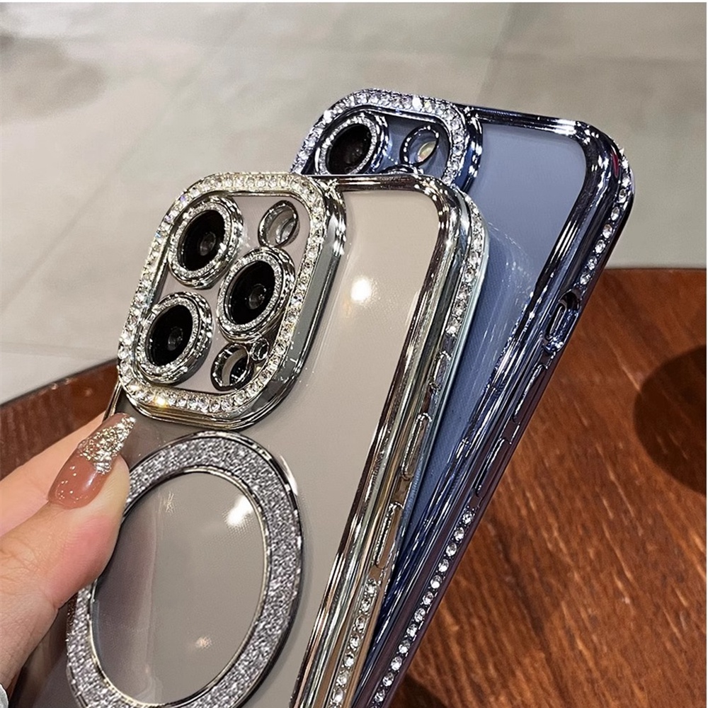 เคสโทรศัพท์มือถือ ซิลิโคนนุ่ม ใส กันกระแทก ประดับเพชร รูปที่ 6
