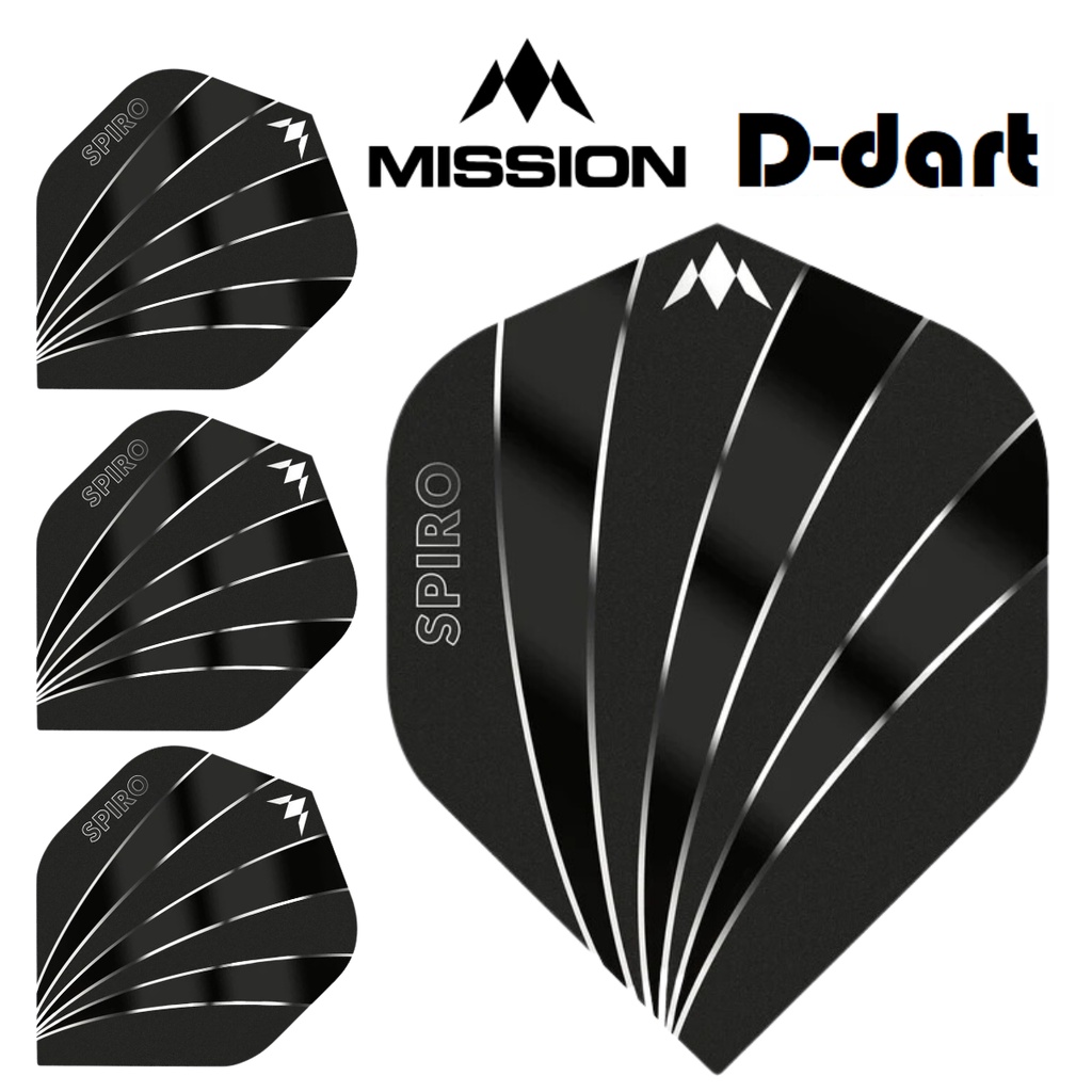 Mission Dart Flights -SPIRO Standard 100 Micron Solo Darts Flight สําหรับลูกดอกนุ่มและเหล็ก