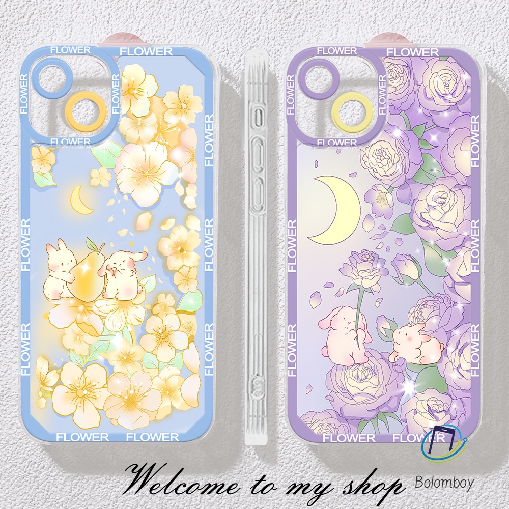 ดอกไม้ คู่เคสมือถือ For iphone 15 11 12 13 14 pro max XR 7 8 plus X XS MAX กันกระแทกเคส อ่อนนุ่ม เคสโทรศัพท์ ดอกบัว