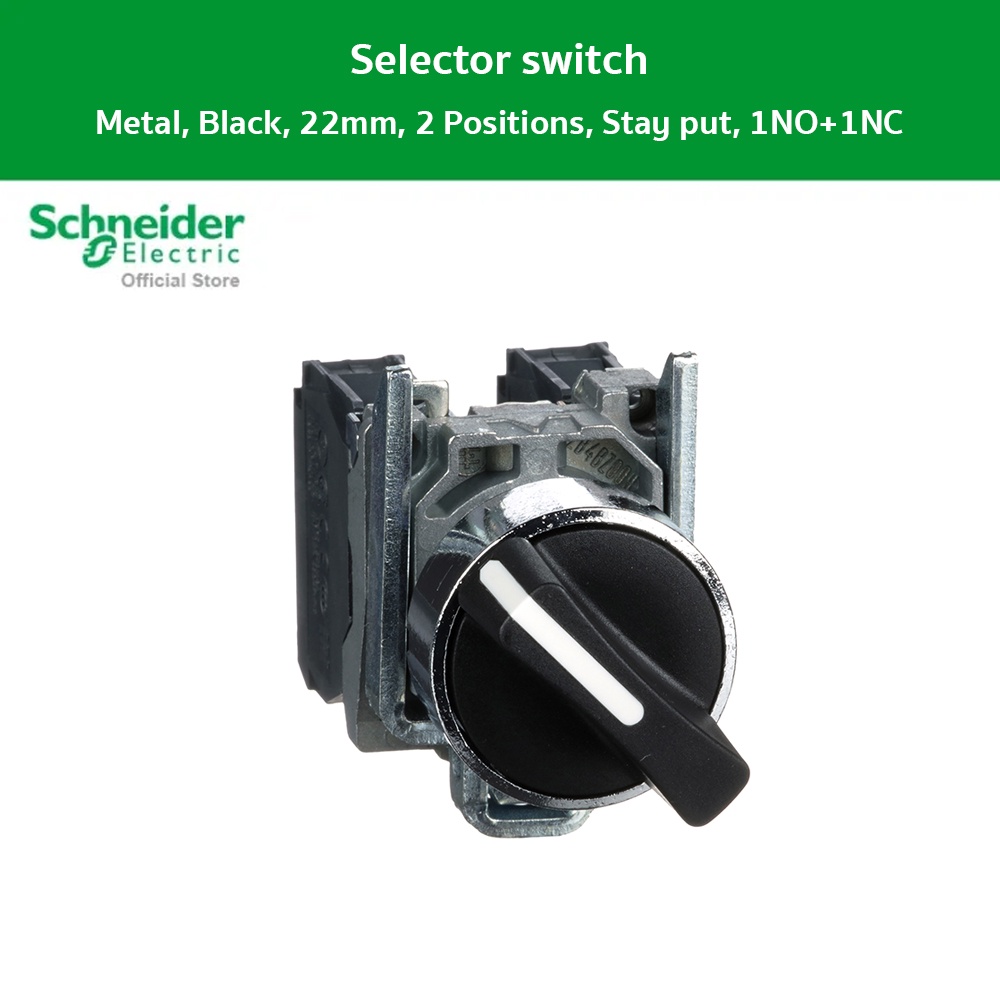 Schneider  XB4BD25 สวิตซ์ซีเลคเตอร์ที่จับแบบมาตรฐาน 2ตำแหน่งแบบกดค้าง 1NC+1NO แบบโลหะ ชไนเดอร์