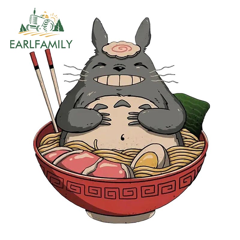 EARLFAMILY 13 ซม.x 11.3 ซม.สําหรับ Spirited Away Totoro สติกเกอร์รถกันน้ํากระจกมองหลัง ATV แล็ปท็อปไ