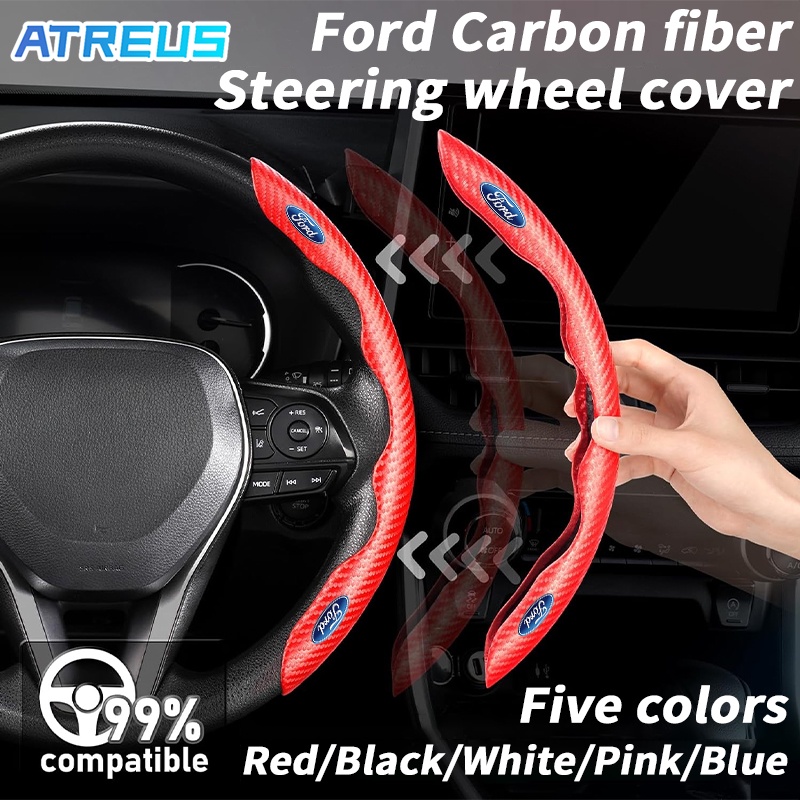 Ford ปลอกหุ้มพวงมาลัยรถยนต์ เคสหุ้มพวงมาลัย หุ้มพวงมาลัย Carbon Fiber ที่หุ้มพวงมาลัย สำหรับ Ford Ra