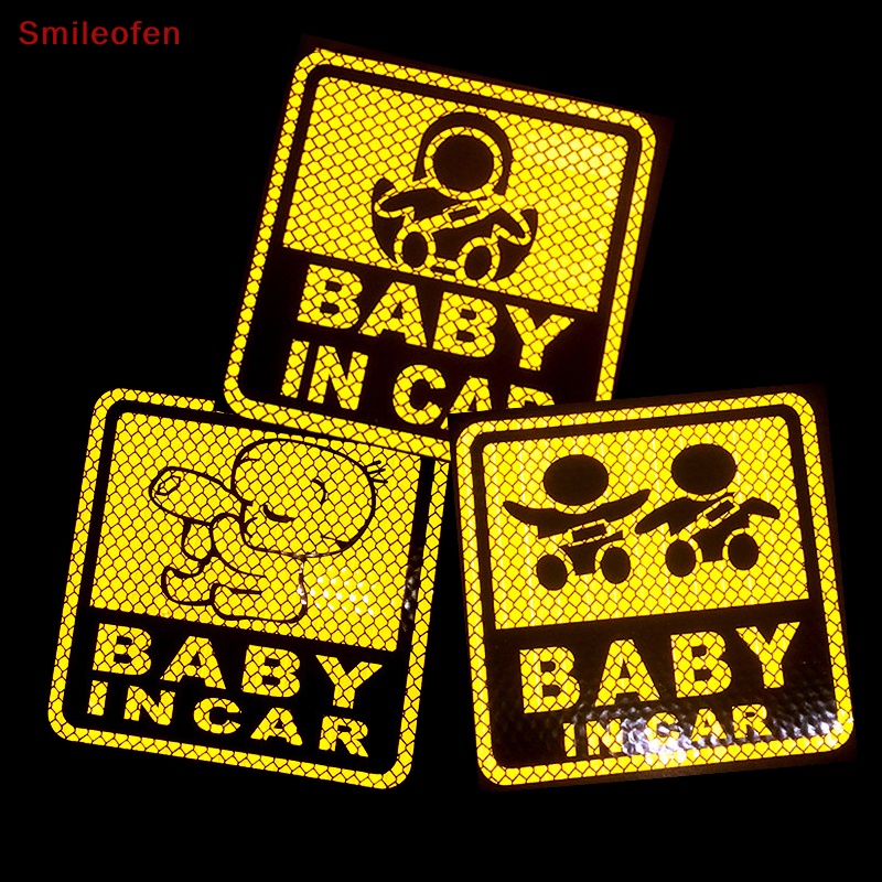 [Smileofen] สติกเกอร์สะท้อนแสง ลาย Mama In Car Baby On Board เพื่อความปลอดภัย สําหรับเด็ก