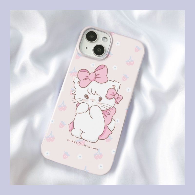 เคสโทรศัพท์มือถือ ลายแมวสีชมพูน่ารัก สําหรับ iPhone11 12 13 14 15 12Promax 13Promax 14Pro 14Promax X XS XR 7 8plus KUGG