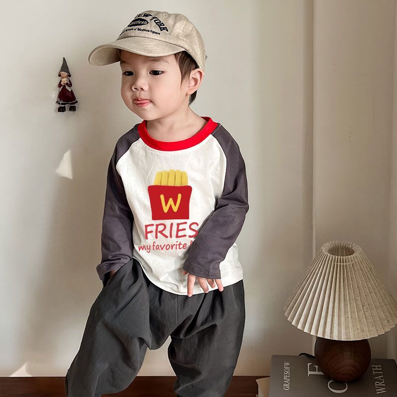 【Boy Top】เสื้อยืดคอกลม แขนยาว ผ้าฝ้าย พิมพ์ลาย Budak Lelaki Baju ทรงหลวม สไตล์เกาหลี แฟชั่นสําหรับเด็กผู้ชาย (1-13 ปี)