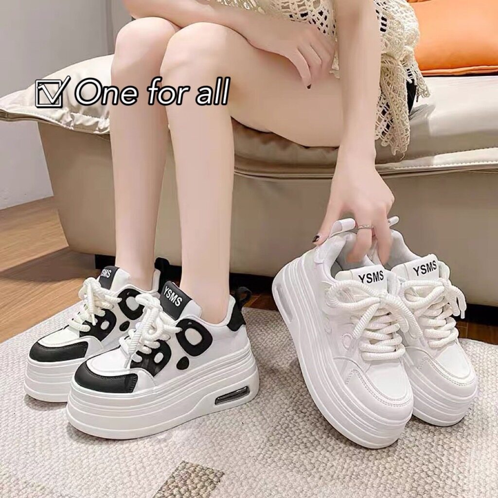 พร้อมส่งจากไทย TX518 รองเท้าผ้าใบผู้หญิง พื้นหนา6cm ลายแพนด้า ขนมปัง น่ารัก ใส่สบาย เข้ากับทุกการแต่งกาย