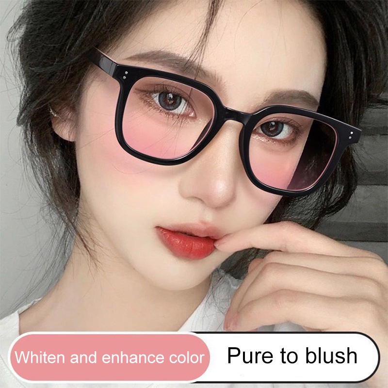 COD-ในไทย แว่นตากันแดด กรอบสีดําไล่โทนสี สีชมพู น่ารัก ป้องกันแสงแดด insสไตล์เกาหลี สไตล์ใหม่นักเรียนสำหรับผู้หญิงKrismi