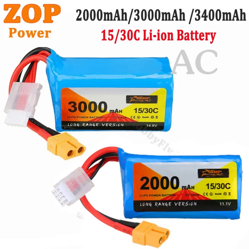 AC ZOP Power Battery 11.1V 2000mAh 3S 14.8V 3000mAh /3400mAh 4S 15/30C Li-ion Battery W/ XT60 Plug f