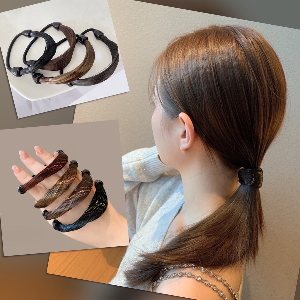 💙 ยางรัดผมปลอม ยางมัดผม วิก ผูกผม แฟชั่น สไตล์เกาหลี วินเทจ ไหมเทียม เกรดพรีมเมี่ยม 💙