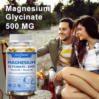 Alxfresh Magnesium Glycinate 500mg ผลิตภัณฑ์เสริมอาหารสําหรับผู้หญิงและผู้ชายการนอนหลับธรรมชาติสนับสนุนสุขภาพกระดูกภูมิคุ้มกันอารมณ์สนับสนุนสุขภาพหัวใจ