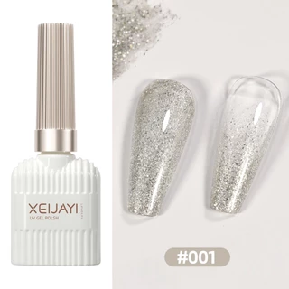 [ Xeijayi ] ยาทาเล็บเจล กลิตเตอร์ สีทอง 15 มล. เคลือบสะท้อนแสง ไม่เช็ด กึ่งถาวร Uv Led Varnish สินค้าทําเล็บ