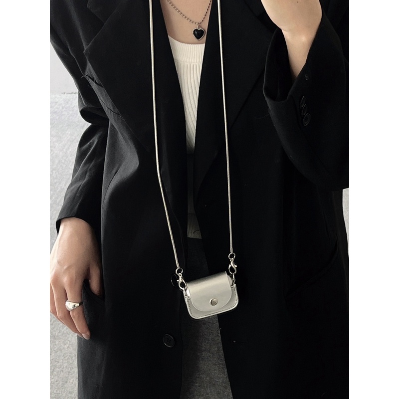 เคสหูฟังหนัง สีเงิน พร้อมสายคล้องยาว สําหรับ AirPods 1 2 3 Pro AirPods Pro2