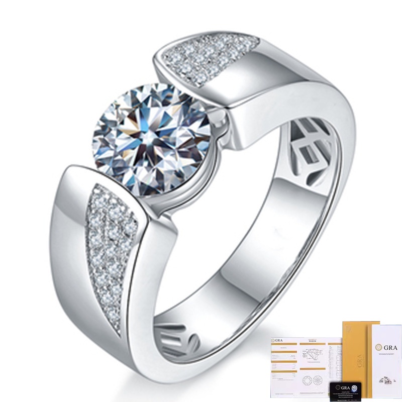 [ใบรับรอง GRA ฟรี] แหวน 18K เงิน Moissanite Bright 18K สําหรับสายตาแรก