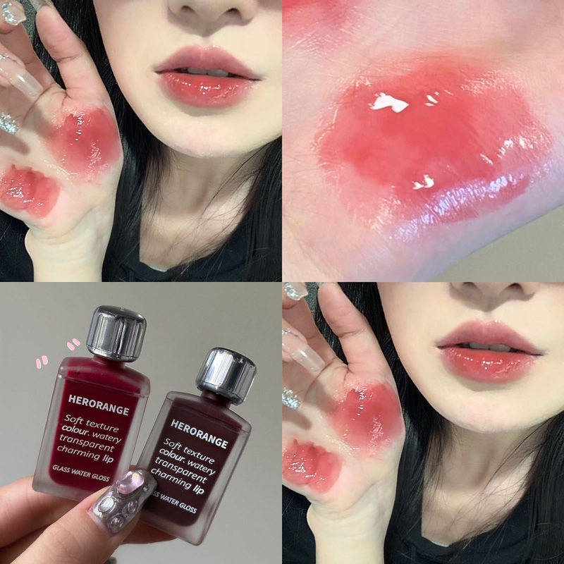 Heorange เครื่องสําอาง ลิปสติก ลิปกลอส เคลือบริมฝีปาก กันน้ํา ให้ความชุ่มชื้น ติดทนนาน