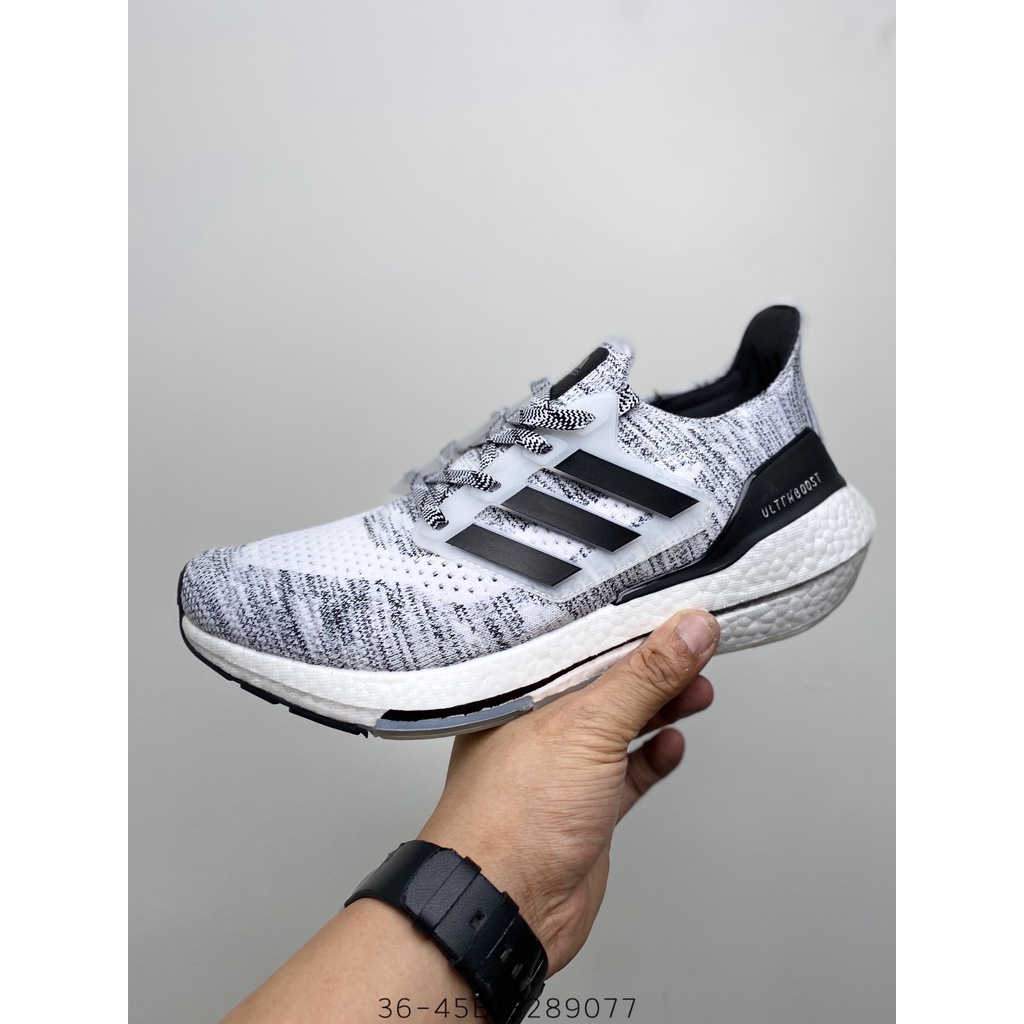 UA Shoes Adidas Ultra Boost 21 Grey White Shoes Sneakers Running Shoes For Women Men