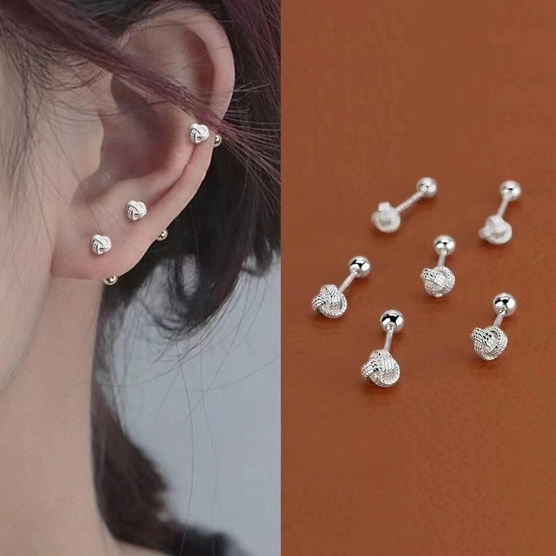 1 คู่หมุน Silver Stud earings สําหรับผู้หญิง Hypoallergenic Zircon เจาะต่างหูชุด Helix ต่างหู earings สําหรับเด็กอุปกรณ์เสริมเครื่องประดับ