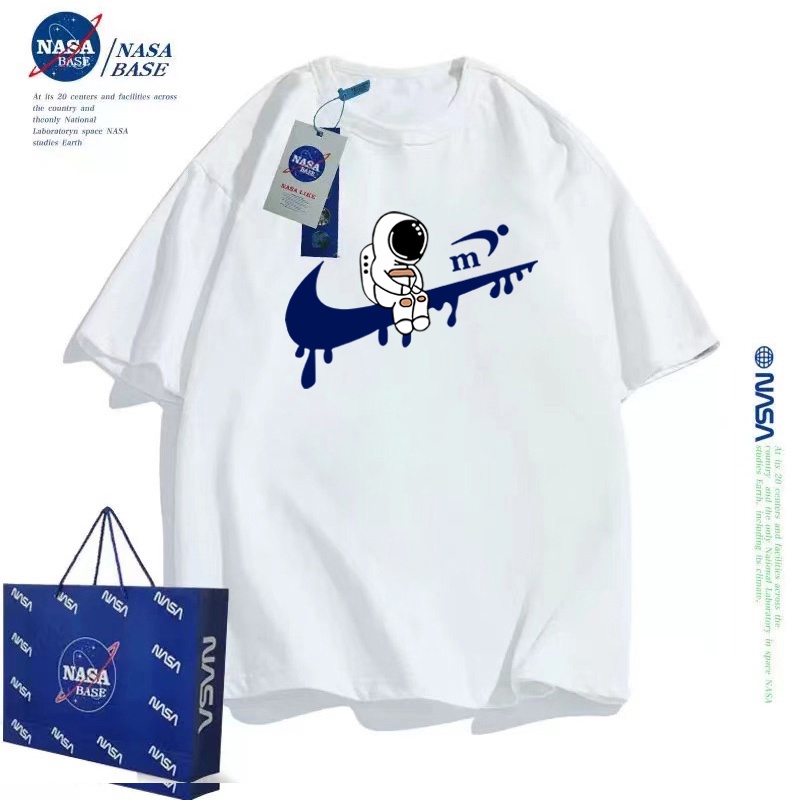 Ns เสื้อยืดแขนสั้นลําลอง ผ้าฝ้าย ทรงหลวม พิมพ์ลาย สําหรับผู้ชาย และผู้หญิง