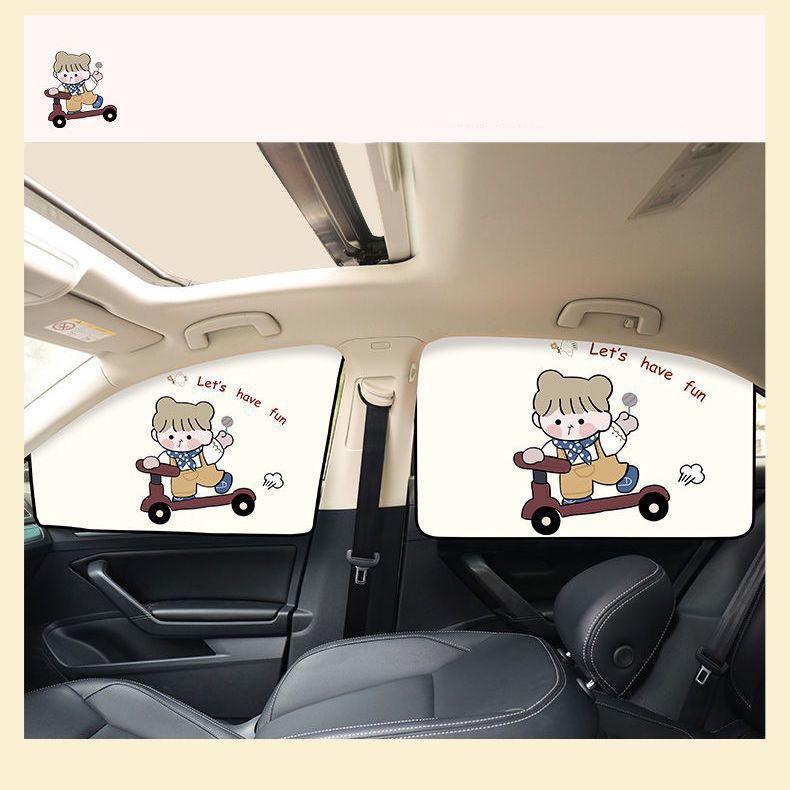 Buttle ม่านติดรถ ติดกระจก กันแสงแดด แสงUV เลื่อนเปิด-ปิดกระจกได้ผ้าไม่ยับ