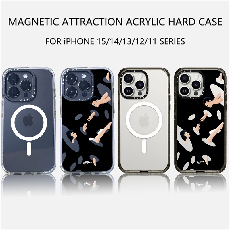 Casetify X Nobody เคสโทรศัพท์มือถืออะคริลิค TPU แข็ง ใส ขอบสีดํา และสีขาว พร้อมกล่อง สําหรับ Apple IPhone 11 12 13 14 15 Pro Max