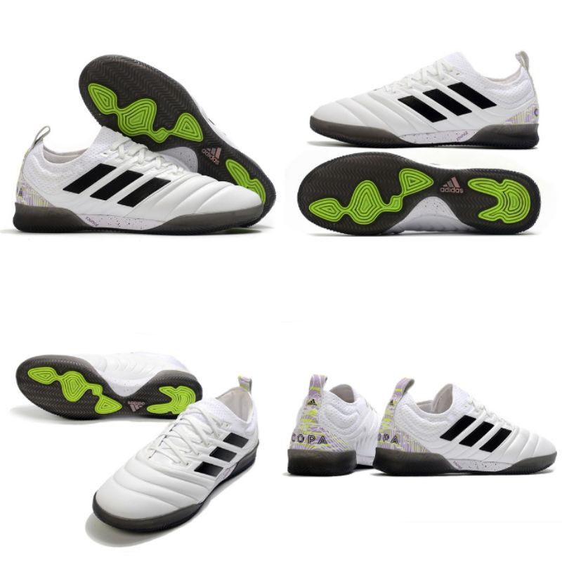 Sepatu Futsal Adidas Copa 20.1 White Core Black Signal Green IN สันทนาการ