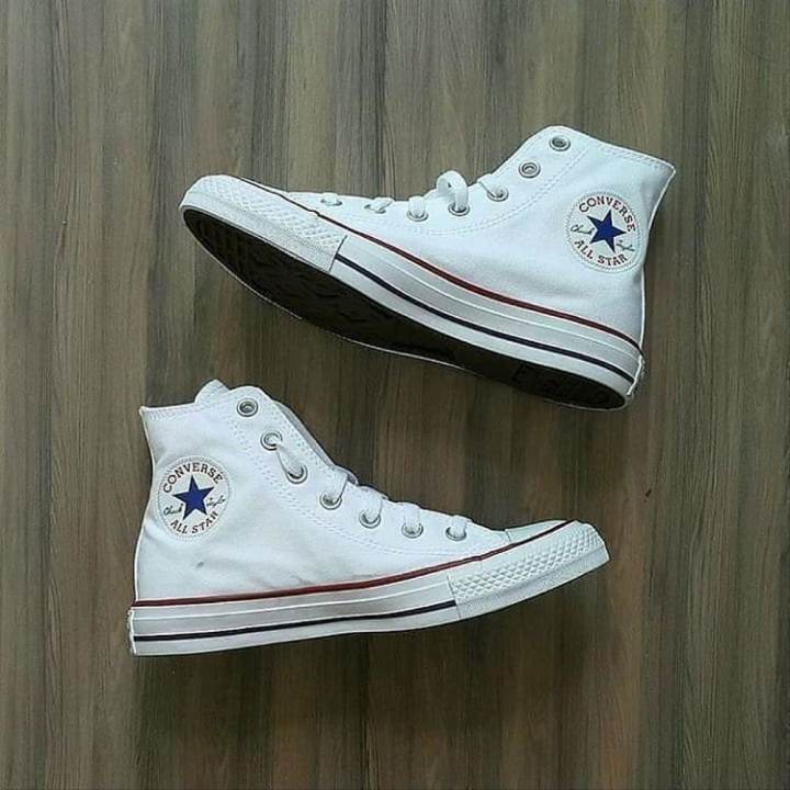 Converse Allstar Classic High boots Full All Optical Off White Plain White รองเท้าผ้าใบลำลองสีขาว C