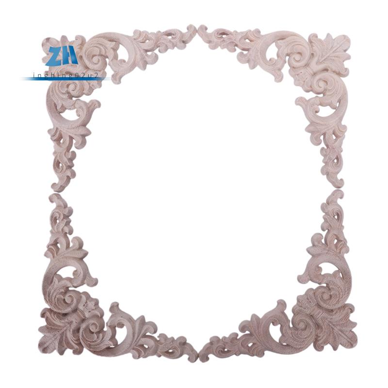 ไม้โอ๊คแกะสลัก ยางพารา สําหรับตกแต่งมุมเฟอร์นิเจอร์ ประตูบ้าน DIY 4 ชิ้น