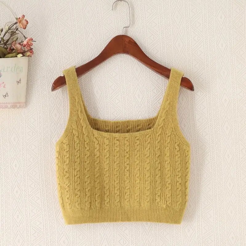 เสื้อครอปTOPไหมพรมสายเดี่ยวทอลาย สีสันสดใสแมทกับกางเกง กระโปรงได้สุด น่ารักเป็นsocuteมากๆ เสื้อครอปสายเดี่ยว ไหมพรมลาย