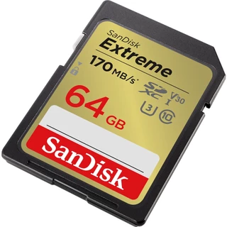 (ส่งด่วน/ขายส่ง) SANDISK SDcard Extreme 64 GB (170/80MB/s, R/W) UHS-I U3 C10 V30 4K sdcard แท้ memory card SD card กล้อง