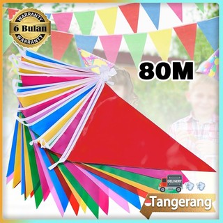 Bendera Segitiga 80 Meter 150Pcs Bendera Kain Segitiga Warna Warni