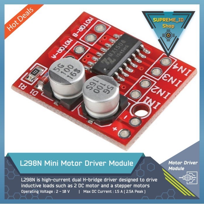 L298N mini Dual Channel H-Bridge สําหรับมอเตอร์ DC / Stepper Motor