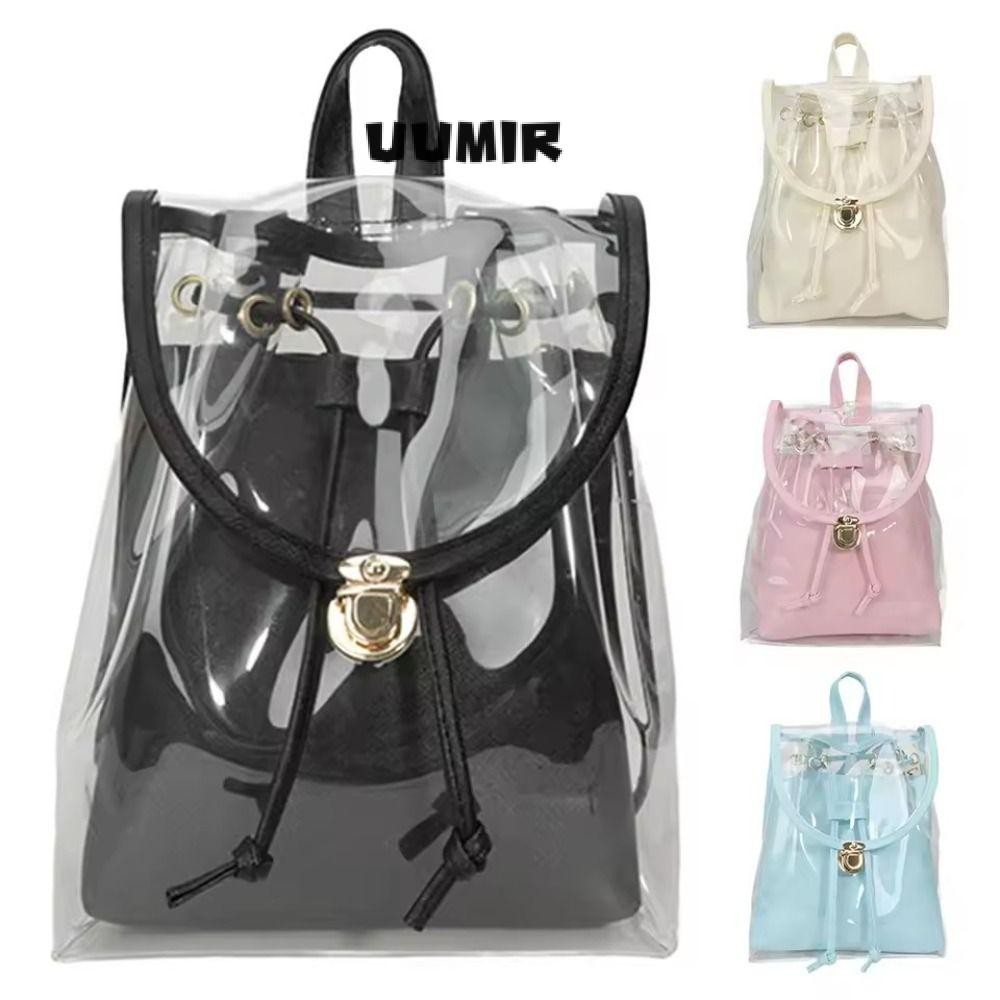 UUMIR Uumir Beach Jelly Bag, PVC Large Capacity Travel Backpack, Casual Waterproof Transparent Student Schoolbag Summer