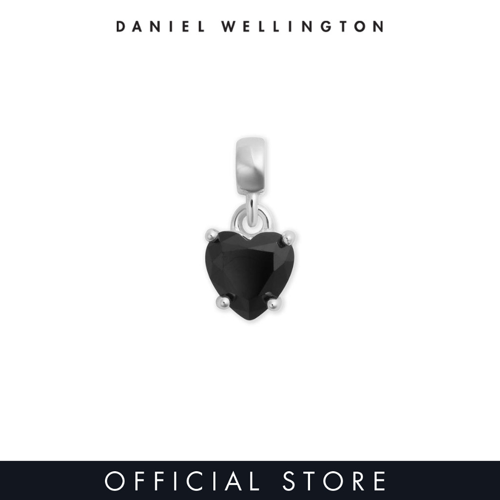 Daniel Wellington Charm Heart Black Crystal Silver (S925) จี้สร้อยข้อมือ/สร้อยคอ