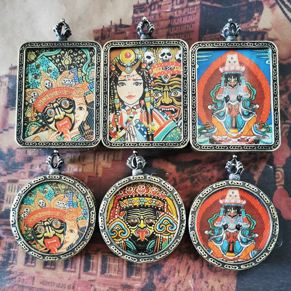 T ทิเบต Tangka จี้ Sajilam Handmade อินเทรนด์ diy สร้อยคอ Xizang ทิเบต Tangka จี้ Sajilam Past และ P